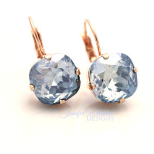Swarovski Crystal Blue Shade Leverback Earrings